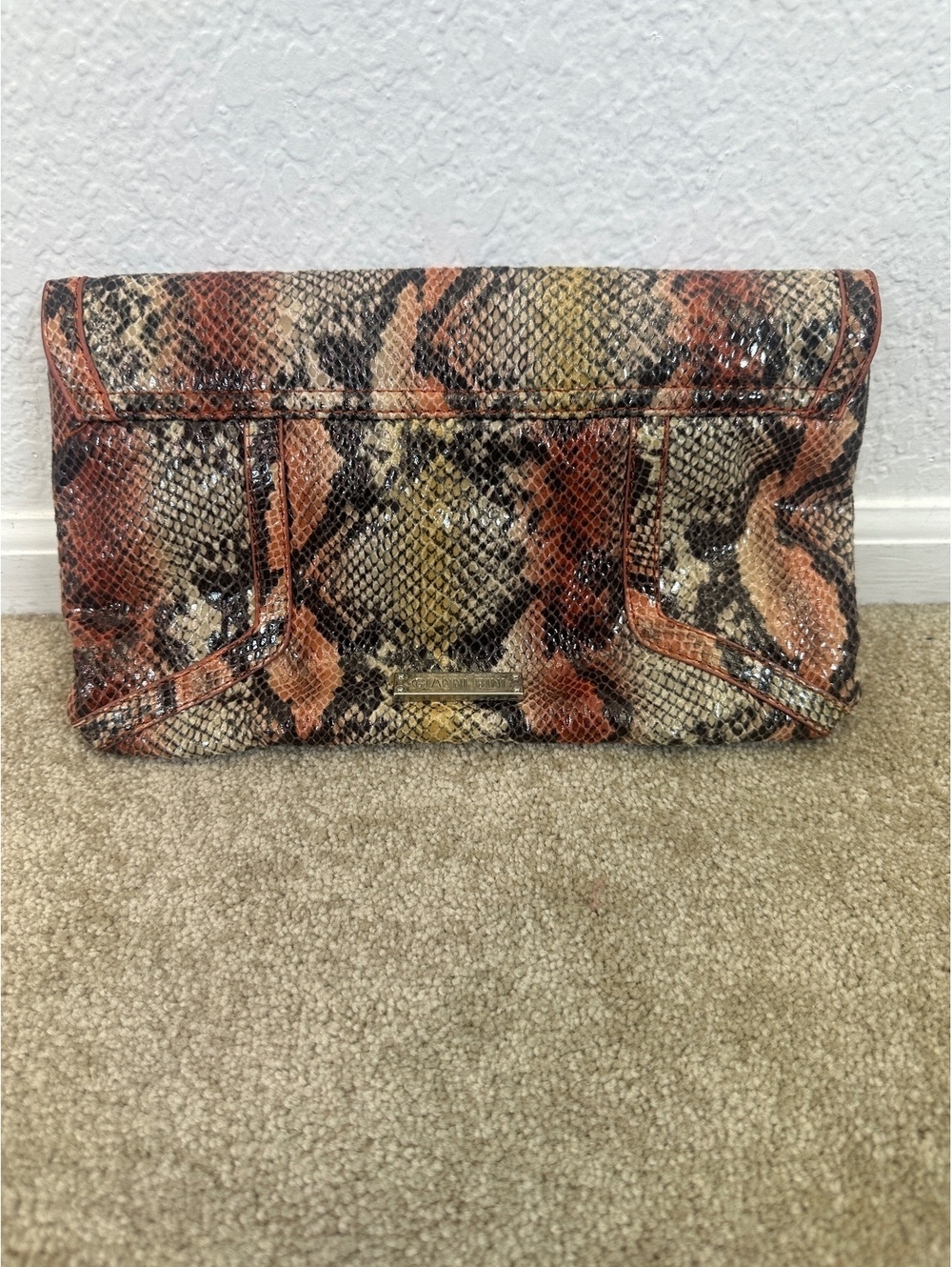 Gianni Bini Snakeskin Print Clutch Shoulder Bag Mob Wife Animal Print